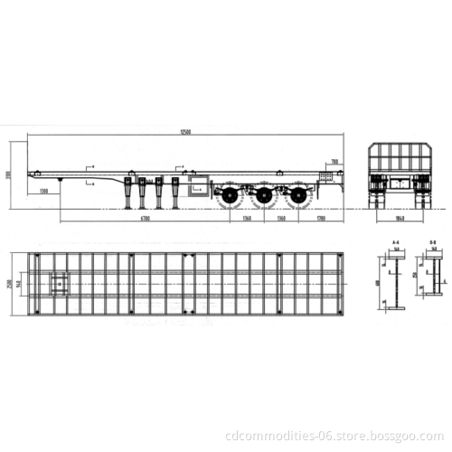 Low price Trailer New 3 Axle 20ft 40ft Container Flatbed Semi Trailer For Sale